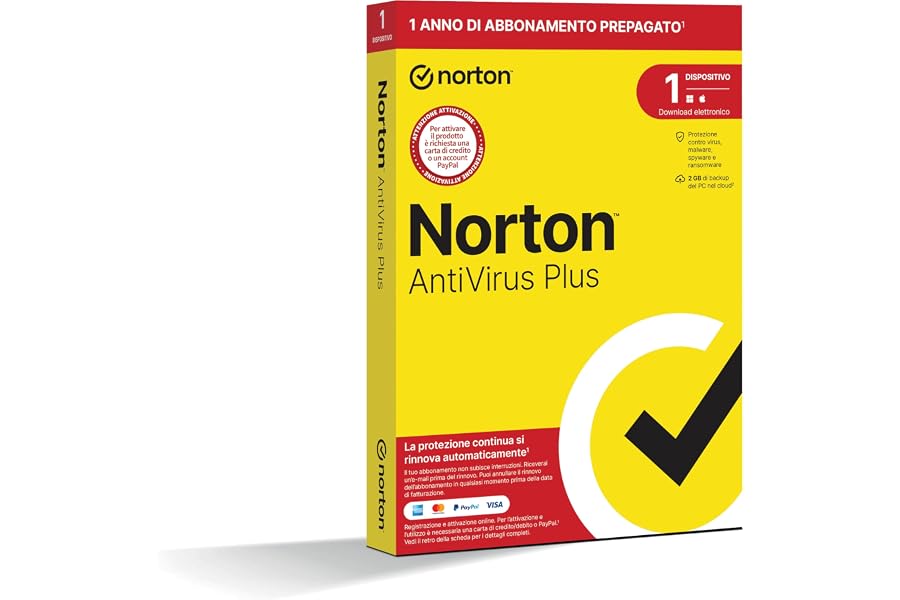 Norton Antivirus Plus 2025, 1 Dispositivo, Licenza di 1 Anno con Rinnovo Automatico, Pc o Mac
