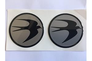 SCOOBY DESIGNS Swift wheel centre cap caravan motorhome circular bird logo badge 60mm Silver And Black x2