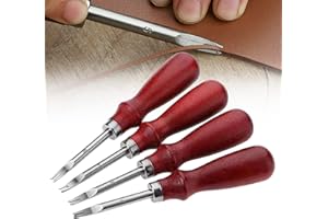 MENAYODA Juego de 4 cortabordes de cuero, procesamiento de cuero, peladores de bordes de cuero, mango de madera, bordes de cuero, herramientas para artesanía de corte de cuero