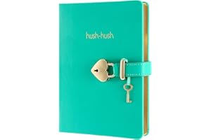 Heart Shaped Lock Journal, Lock Diary for Girls with Key, Vegan Leather Cover, Cute Locking Secret Notebook for Teens, 5.3x7.3",320p Victoria's Journals Secret Diary, College-ruled (Mint)