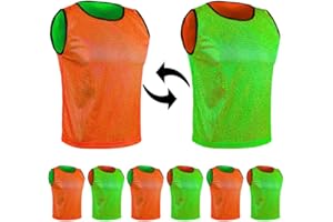 SPORTSBIBS 6X Fußball Leibchen für Kinder und Erwachsene - Set von 6 Stück - Wendeleibchen 2-Farbig, Trainingsleibchen, Markierungshemd Doppelseitig für Damen Herren Junioren Senioren