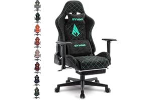 ‎SYMINO symino Gaming Stuhl, Ergonomischer Bürostuhl, Rennstuhl-Design PC Stuhl, Vintage-PU-Leder, Verstellbarer Drehbarer Task Stühle mit Fußstütze (Schwarz)