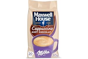 MAXWELL HOUSE MAXWELL, Cappuccino Milka, Sachet de 315g de Cappuccino au Chocolat Milka Soluble, 20 Tasses