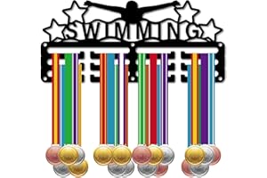CREATCABIN Porta Medaglie da Nuoto Display Porta Medaglie per Nuotatori Appendiabiti per Sport in Metallo Premi da Appendere in Ferro Supporto Piccolo Decorazione Premi per Uomini Donne Badge 29x13cm