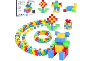 Hainue Magnetyczne klocki budowlane dla dzieci,3D Magnetyczne zabawki budowlane, magnetyczne klocki budowlane dla dzieci,Gry edukacyjne 3 lata lub więcej,(48 szt.)