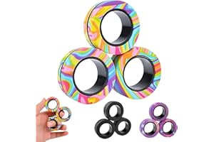 BONGSHAKALAKA 9 Stücke Magnetische Ringe Fidget Spinner Toys Anti Stress Fidget Toys ADHD Magic Finger Ring Toy Magnet Ring Fidget Toy Fidget Magnet Ringe Pack Tolles Geschenk Für Erwachsene Teenager Kinder
