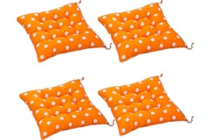 AGDLLYD Set da 4 Cuscini per Sedie - per Cuscini da Giardino e da Esterno （Pois - 40x40 cm, Spessore 5cm. (Arancione)