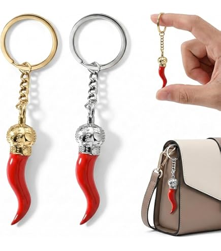 Corno Portafortuna Cornetto Amuleto Scaramantico, Portachiavi Cornetto Napoletano per Auto, Moto e Regalo Fortunato