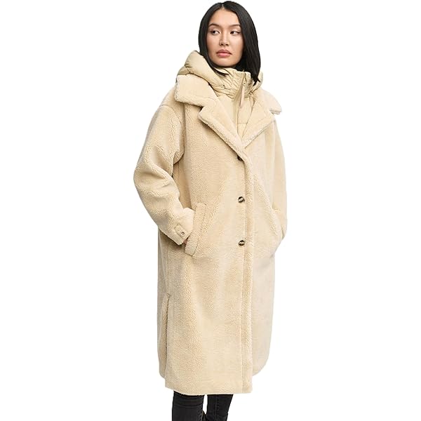Manteau D'hiver Femme Navahoo – Fourrure Peluche, Doublure Matelassée Amovible – Capuche Détachable – Modèle N041