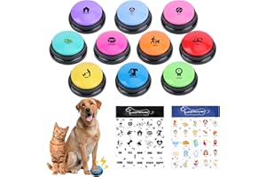 ATPWONZ 10PCS Dog Buttons Talk Training,Dog Training Button,Dog Buttons for Communication,Dog Training Buzzer,Dog Button Recordable (Comes with Two Pattern Stickers)