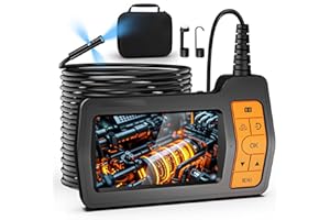 FISHOAKY Triple Lens endoscope inspection camera with Light, 5'' IPS Screen 1080p HD Waterproof drain camera, Borescope for Automotive/Wall/Industrial/Drainage Sewer,Gadgets For Men(50FT Cable)