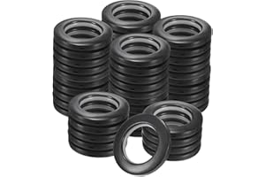M METERXITY 50er-Pack Vorhangösen, 1-9/16" (40mm) Innendurchmesser Kunststoff Vorhangringe Clip Ösenringe Nanoscale Low Noise Römischer Ring für Fenster/Stoff, Heimvorhänge Ösen [Schwarz]