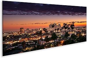 islandburner Tableau sur toile Magnifique Coucher De Soleil Palmiers Los Angeles Californie Cadre Affiche Poster Murale Tableaux