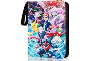 ROUNQUE Sammelalbum für Pokemon Karten, 50 Seiten 400 Karten Kapazität Sammelkarten, Tragbar Reißverschlüsse Wasserdicht PU Karten Halter, Card Collection Sammelheft, Geschenk für Kinder