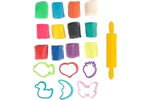 GENIO KIDS Set di 12 Pezzi di Pasta Modellabile (0,65 Chilo) con 7 Accessori - Morbida Plastilina Bambini per Bambini 2 3 4 Anni - Composizione Naturale, Non Tossica - Produzione Europea (classic)