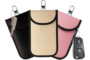 AIYOUMI 3 Pack Faraday Pouch for Car Keys,Car Key Signal Blocking Bag,Anti-Theft RFID Blocking Key Fob Protector for Car Security（ Pink、Gold & Black）