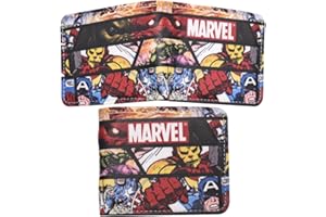 FYDZBSL Superhéroe Billetera Avenger Carteras Anime De Dibujos Niños Animados Cartera De Cuero Regalos para Fanáticos del Juego De Billetera,Plegable De Cuero PU De Moda Negra Titular De La Tarjeta