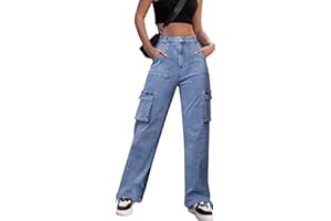 Dordanity Y2K Cargohose für Damen Baggy Hosen High Waist Wanderhose Baumwolle Arbeitshose mit Multi Taschen