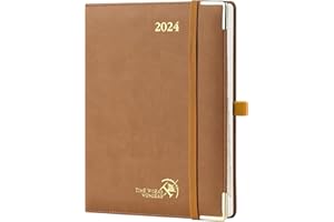 ‎POPRUN POPRUN Premium Kalender 2024 Wochenplaner 22 x 16,5 cm, 12-Monate-Terminplaner Hardcover mit Geschenkpackung, Vergoldete Schutzecken, 100 GSM FSC®-Zertifiziertem Papier - Braun