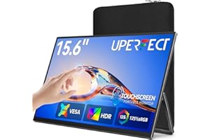 UPERFECT Ecran Tactile Portable 15,6 Pouces Moniteur Portable Ultra-Mince Mat 1080P 125% sRGB 1500:1 avec USB-C Mini HDMI Eye Care External Monitor pour Laptop/PC/Phone/Console de Jeu, VESA Mountable