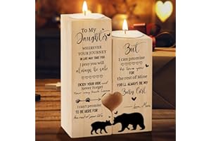 WELSKY Daughter Gifts Wooden Candle Holders, Daughter Birthday Gifts Heart Shaped Candle, Wedding Christmas,Daughter Gifts from Mum