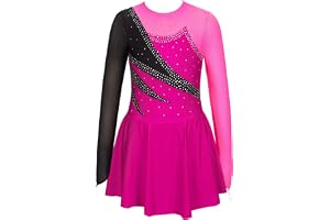 Alvivi konståkningsklänning för barn flickor balettklänning glitter rullkonst klänning balettdräkt latin dansklänning skridsk