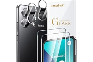 ivoler Szkło ochronne do Xiaomi Redmi Note 13 4G (nie pasuje do Redmi Note 13 5G), 2 sztuki folii ochronnej z 2 sztukami ochrony aparatu, twardość 9H, przezroczyste HD, odporne na zarysowania,