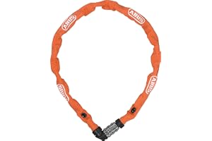 ABUS Kettenlås 1200 Web, 60 cm, Orange | Cykellås, säkerhetsnivå 3, sifferkod, specialstål, textilhölje, lackskydd, idealiskt för barncyklar