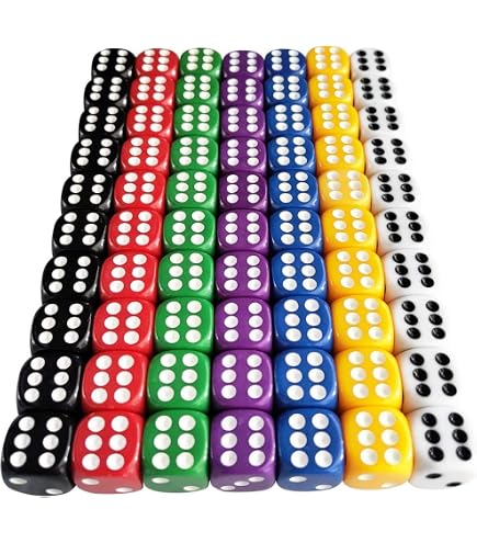 Set Da 20 Dadi Acrilici Traslucidi Per Giochi E Attività Didattiche - 5 Colori (rosso, Giallo, Verde, Viola, Blu) - 16 Mm