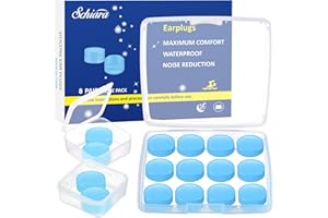 Schiara Ear Plugs for Sleeping, 16 Moldable Noise Cancelling Silicone Earplugs for Swimming, Snoring, Sleep and Studying