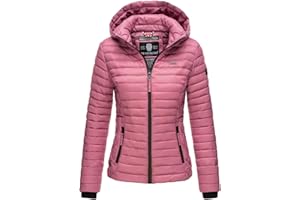 MARIKOO Damen Jacke Steppjacke Übergangsjacke mit Kapuze gesteppt B600