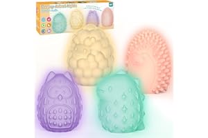NYOBABE 4PCS Giocattoli Sensoriali, Luci Sensoriali Animali 2 in 1 con 4 Texture ed Effetti di Luce Rilassanti, Aiuti per il Rilassamento dei Bambini 3+, Giochi Autismo, Regali per Ragazzi e Ragazze