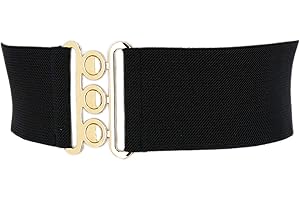 FASHIONGEN - Ceinture femme élastique, ceinture large à boucle 3 boutons, style vintage, GLORIA Fabriqué en France
