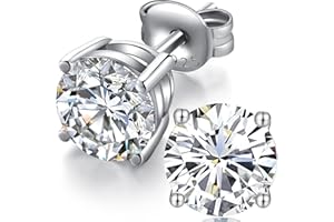 Miaofu Ohrringe 18K Weißgold plattiert 925 Sterling Silber Rundschliff und Prinzessinnenschliff Zirkonia Ohrstecker I Swarovski Zirkonia Ohrringe Größe 3mm-8mm Feines Schmuck für Damen Herren