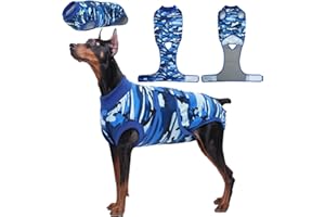 Kuoser Dog Surgery Recovery Suit for After Surgery Female,Professional Pet Recovery Shirt Dog Abdominal Wounds Bandages,Substitute E-Collar & Cone,Prevent Licking Dog Onesies （BlueCamouflage XXL）