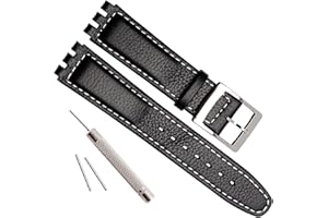 OLIBOPO Bracelet de montre en cuir de vache avec boucle en acier inoxydable pour Swatch