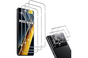 HidWee Cristal Templado Compatible con Xiaomi POCO X6 Pro 5G, 3 Piezas Protector de Pantalla + 2 Piezas Protector de Lente Cámara, 9H Dureza Sin Burbujas Cristal Templado & Protector de Cámara