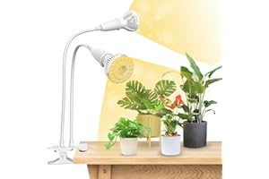 SANSI Lampada per Piante LED 20W per Piante da Interno, Lampada per Coltivazione Clip a Spettro Completo con 2 Lampadine E27 Rimovibili 4000K per Germinazione delle Piante Crescita Fioritura