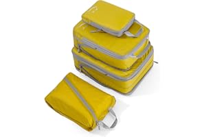 Meowoo Compression Packing Cubes for Suitcases, 4Pcs Extensible Suitcase Organiser with shoes bag, Lightweight Travel Luggage Organizer Packing Bags Storage Bags Travel Essentials Bag
