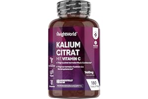 ‎WEIGHTWORLD Kalium Tabletten mit Vitamin C - 1460mg pro Portion - 180 vegane Tabletten - Kalium trägt zu einer normalen Muskelfunktion bei(EFSA) - Potassium Citrate - Kaliumcitrat & L-Ascorbinsäure - WeightWorld