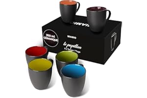 MIAMIO - 6 x 350 ml Tasse à café en grès/Ensemble de tasses Le Papillon Collection (Kaffeetasse (6x))