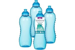 Sistema Squeeze Twist 'n' Sip sportowe butelki na wodę, 460 ml, szczelne butelki na wodę dla dzieci, bez BPA, niebieskie, 4 sztuki