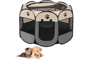 MIKIULY Parque Plegable para Perros,Portátil Parque para Perros,Corralito para Perros,Impermeable Parque de Juego de Tela Oxford,para Interior y Exterior,para Cachorros,Gatos,Perros,Conejos,74x74x43cm