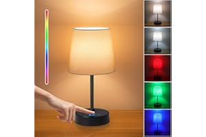 Befurglor Rechargeable Cordless Table Lamp, Dimmable 3 CCT & RGB Colors, Touch Control Battery Operated Bedside Lamp for Bedroom, Living Room, Dining (Cream Shade)