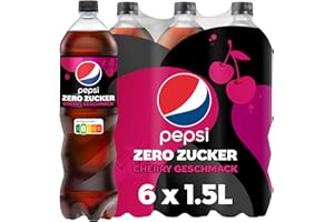 Pepsi Zero Zucker Cherry, Das zuckerfreie Erfrischungsgetränk von Pepsi ohne Kalorien, Koffeinhaltige Cola mit Kirschgeschmac