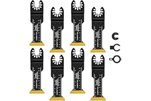LOYALAEU 8PCS Lames de Scie Oscillantes Titane Lame de Scie Universelle Compatibles avec Makita Rockwell Bosch Accessoires Outil Multifonction pour Métal Bois Vis (8pcs Extra-long)