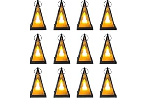 DAGORD 12 Pezzo Lanterne con Candele LED 8x4,5cm Lanterne da Tavolo a Candela in Plastica Mini Lanterne da Appendere per Decorazioni Natalizie Matrimoni Feste Compleanno - con Batteria