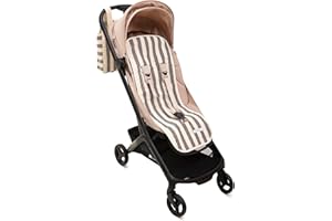 Mi Bollito - Colchoneta silla de paseo universal – Modelo a rayas acolchada y transpirable – 100% algodón – Compatible con todos los carros de bebé - Fabricado en España. (Negro)