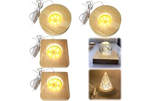 Aicharynic Base Luminosa in Legno a LED, Supporto per Display Fai da Te, Piastra per Blocco di Vetro, Illuminata USB per Cristallo