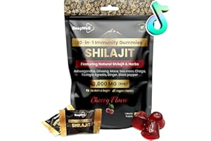 BeepWell Shilajit Gummies for Men – 3000mg 10-in-1 Himalayan Blend with Fulvic Acid, 85+ Trace Minerals & Ashwagandha –Naturally Sweetened Cherry Flavored Vegan Shilajit Gold Gummies – 60 Count